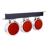 Kit 3 Lanterna Bojuda Foguinho Led Cromada Vermelha Suporte