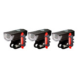 Kit 3 Lanterna Pisca Traseiro Bike Recarregável Resistente