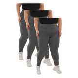 Kit 3 Legging Plus Size Básica Cós Alto Grossa Lisa G1 G2 G3
