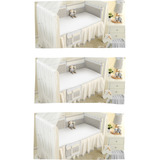 Kit 3 Lençol Americano Com Elástico Em Malha Antialérgico Menina Ou Menino Roupa De Cama Branco Jogo 3 Lençol Berço Algodão 100 70 Cm X 1 30 M X 12 Cm Renova Enxovais