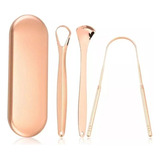 Kit 3 Limpador Raspador Língua Com Estojo 100 Cobre Puro