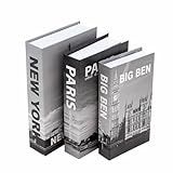 Kit 3 Livros Fake Decoraçao Porta Objeto Decorativo Caixas Organizadoras New York Cinza