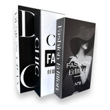 Kit 3 Livros Porta Objetos Enfeite Caixa Organizadora Sala Cor Preto Design Clean