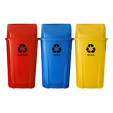 Kit 3 Lixeira 60 Litros Lar Coleta Seletiva