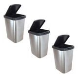 Kit 3 Lixeira Cesto De Lixo Banheiro C tampa Click Inox 9lts