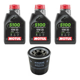 Kit 3 Lts Motul 5100 4t 10w30 Filtro Óleo Fram Ph6017a