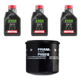 Kit 3 Lts Motul 5100 4t 10w30 Filtro Óleo Fram Ph6018