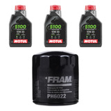 Kit 3 Lts Motul 5100 4t 10w30 Filtro Óleo Fram Ph6022