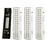 Kit 3 Luminária De Emergência 30 Leds Bateria Recarregavel