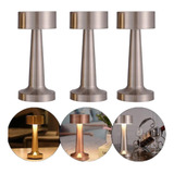 Kit 3 Luminária De Mesa Abajur Touch 3 Tons Recarregável Led