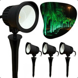 Kit 3 Luminária Espeto Jardim Lâmpada Cob Led 7w Luz Verde