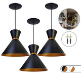 Kit 3 Luminária Lustre Pendente Pequim Alumínio Balcão 23cm