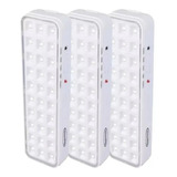 Kit 3 Luminária Luz De Emergência 30 Leds Lampada Segurimax