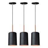 Kit 3 Luminária Pendente Veneza Quarto Cozinha Bancada Cor Preto 110v 220v bivolt Iluminar Ambiente