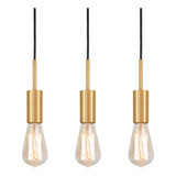 Kit 3 Luminárias Pendente Infinite Dourado Sala Cozinha