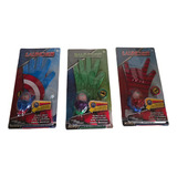 Kit 3 Luvas Infantil Heróis Vingadores Lança Discos Som Luz
