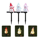 Kit 3 Luz Boneco De Neve Solar Decoração Natal Para Jardim