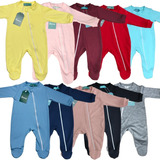 Kit 3 Macacão Infantil Pezinho Bebê Roupa Menino Menina
