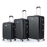 Kit 3 Malas De Viagem Com Rodinhas 360- Abs Reforçada -Cinza-escuro-
