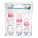 Kit 3 Mamadeira Natural Color Rosa Bico Ortodôntico Kuka