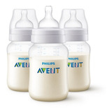 Kit 3 Mamadeiras Avent Clássica Anti Cólica 260ml Cor Neutra