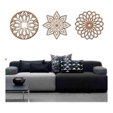 Kit 3 Mandalas Decorativas Mdf 30x30 Vazado Marrom Modelo 1