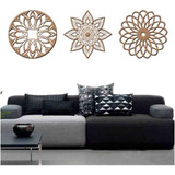 Kit 3 Mandalas Decorativas Mdf 60x60 Vazado Marrom Modelo 1