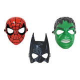 Kit 3 Máscaras Vingadores Marvel Hulk Homem Aranha Batman