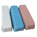 Kit 3 Massas Pedra Polimento Metal 1 Kg Branca Azul Rosa