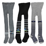 Kit 3 Meia Calça Infantil Menino Com Estampa Inverno De Frio