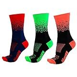 Kit 3 Meias HUPI Splash Para Corrida E Ciclismo Cano Médio Cor Vermelho Verde Laranja Tamanho Única