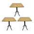 Kit 3 Mesas Bistrô Baixas C  Tampo Quadrado 60cm Mdf Canela Cor Marrom