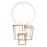Kit 3 Mesas Cubo 1 Arco Painel Redondo Decoração De Festas
