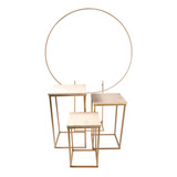 Kit 3 Mesas Cubo 1 Arco Painel Redondo Decoração De Festas