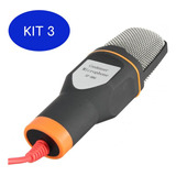 Kit 3 Microfone Com Fio Condensador Sf 666 Estudio Pc Cabo