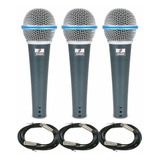 Kit 3 Microfones Dinamicos