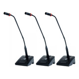 Kit 3 Microfones Gooseneck