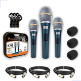 Kit 3 Microfones Mão Qualidade Profissional + Acessórios Top