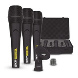 Kit 3 Microfones Profissionais Skp Pro33k Dinâmico Cardióide