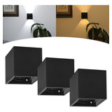 Kit 3 Mini Arandela Preta 3w Interna Externa 2 Friso C Led