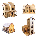 Kit 3 Mini Casinhas Igrejinha Mdf Decoração Arvore De Natal