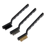 Kit 3 Mini Escovas Cerdas Aço Latão E Nylon Cabo Anatomico