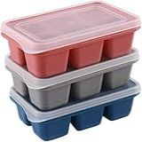Kit 3 Mini Formas De Gelo Fundo De Silicone Tampa De Plástico Empilhavel Papinha 6 Compartimentos Cada Forma Cores Sortidas
