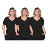 Kit 3 Mini Vestido Feminino Plus Size Conforto Preto