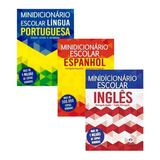 Kit 3 Minidicionário Escolar Português + Inglês + Espanhol
