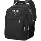 Kit 3 Mochilas Escolar Sport Notebook 15 Mas fem Impermeável