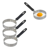 Kit 3 Modelador Fritar Ovos Redondo Inox Molde Bares Chefe