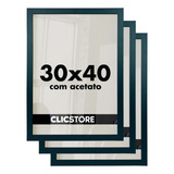 Kit 3 Moldura 30x40 Quadro Acetato Poster Porta Certificado Cor Preto Liso