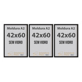 Kit 3 Moldura A2 S Vidro 42x60 Cm P Quadro Decorativo Foto