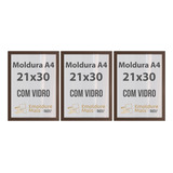 Kit 3 Molduras C Vidro A4 30x21cm Certificado Diploma Foto